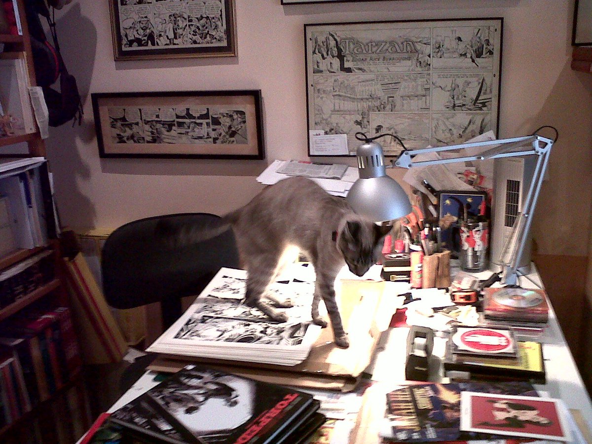 cats_comics's tweet photo. Cat walking over original pages at Jordi Bernet´s studio #CatsNcomics
Source: https://t.co/88u5mdk1Na https://t.co/By9IMVWPyO