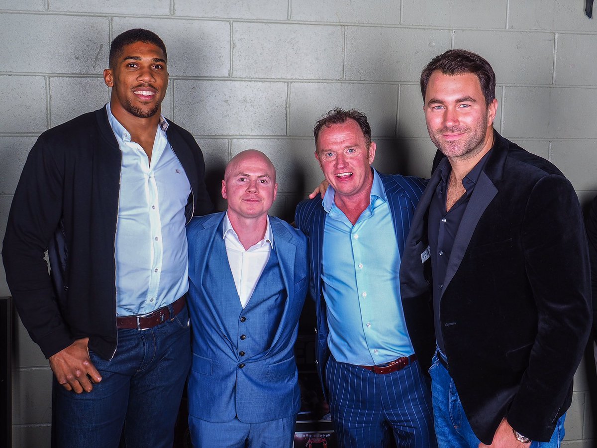 Thanks for last night @anthonyfjoshua <a href="/EddieHearn/">Eddie Hearn</a>  everyone absolutely loved it! Good luck in your career champ 🇬🇧👊🏻