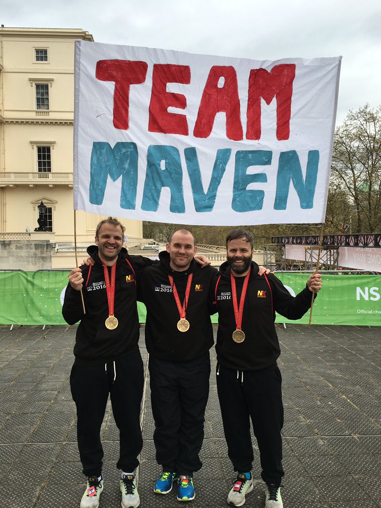 Our supporters banner!! And us with our medals!! And postmarathon kit supplied by <a href="/NKSportsWSM/">NK Sports</a>  thank you!!