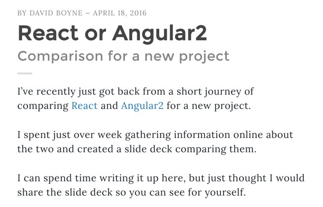 boyney123's tweet photo. #React or #Angular2 for a new project? #javascript @React_Tutorial @londonreact https://t.co/79sETpiu5Z https://t.co/FAxb5P44eI