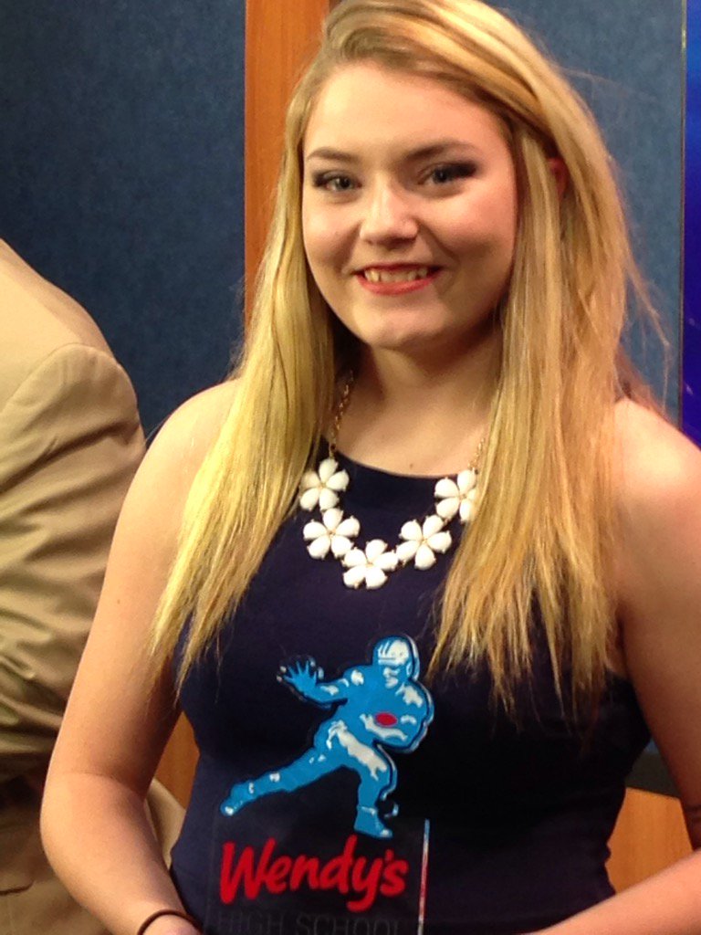 Kaci Clines representing Caverna at the Wendy's Heisman Awards at WBKO. #purpleprideCHS