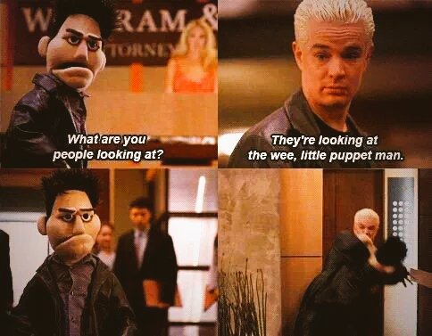 "..the wee little puppet man." #Spike
#angeltheseries

#SmileTime #Angel
#ATS #Buffyverse #BTVS
