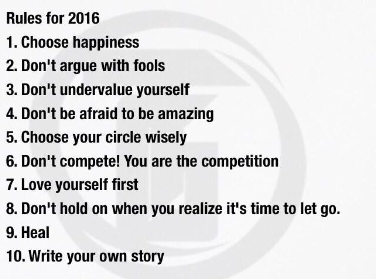 #JustRemember #2016Resolutions #TheRules