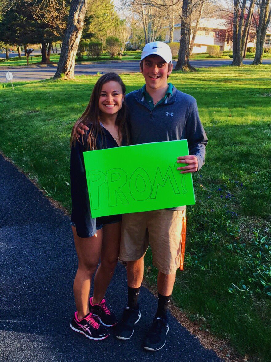 PompPromposals's tweet image. .@maddyone01 was pleasantly surprised when she got home and found @schmiedel23 waiting for her with this poster!