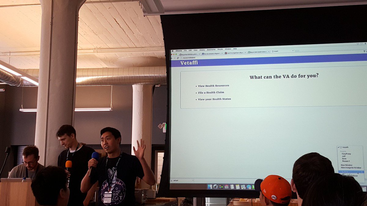 MeadorJarah's tweet photo. . @DeptVetAffairs #bayeshack team making forms for #vets easier https://t.co/8qcAqLAzuJ