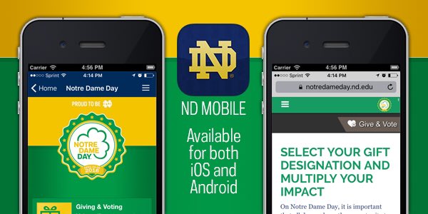 NDLoyal's tweet photo. Don't forget you can download the #NDMobile app to keep up with all things #NDday! https://t.co/Z94wBqR3t5
