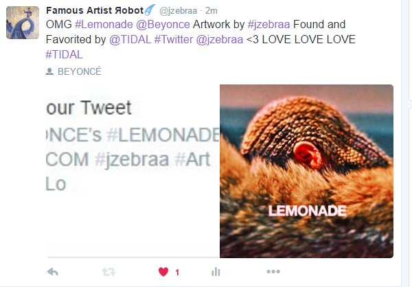 jzebraa's tweet photo. #ArtOnTopOfArt on the @TIDALHiFi Like Page Thanks for Making my @jzebraa Day #HaveAPurpleWeekend with some #LEMONADE https://t.co/zit67b580H