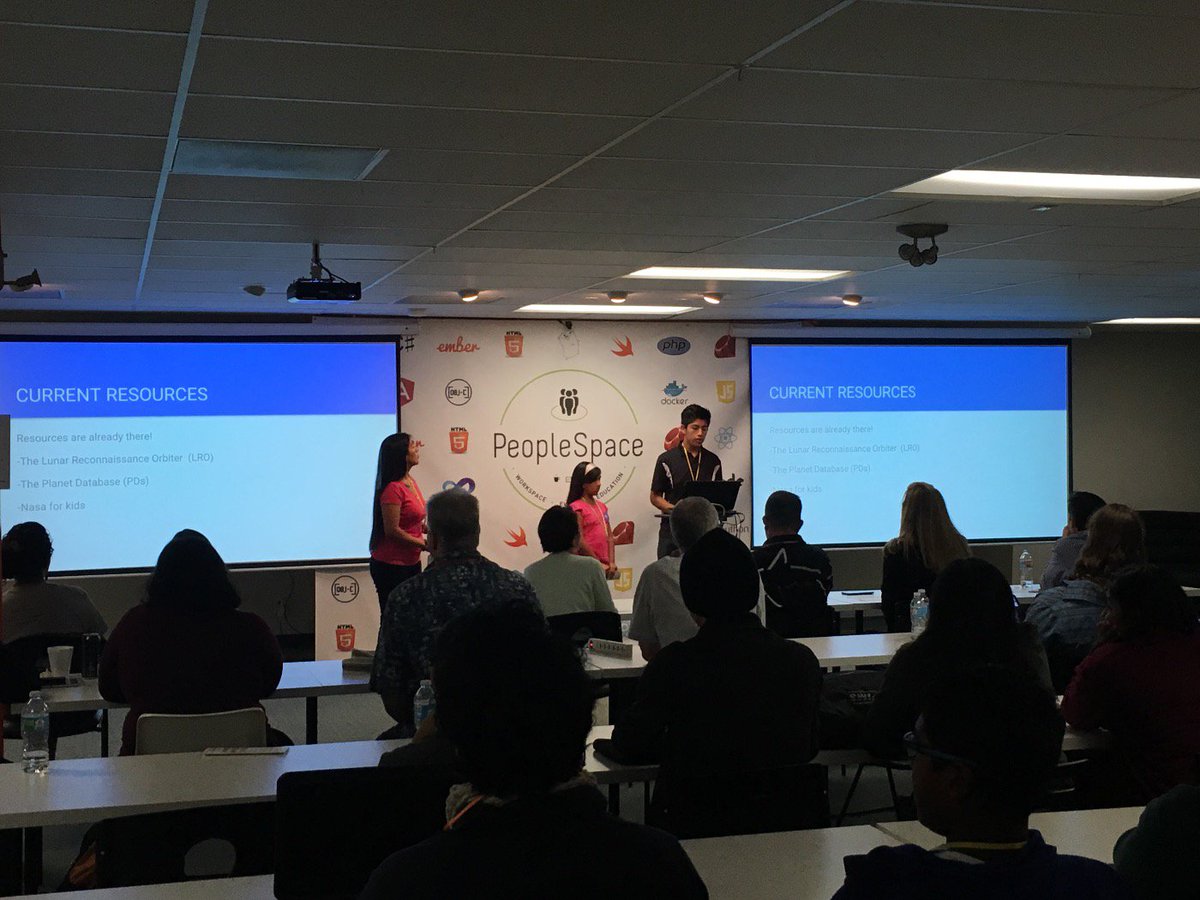 SpaceAppsIrvine's tweet photo. Our youngest (9yr old) hacker presenting her work! #spaceapps2016 @spaceapps Yay for the next generation! https://t.co/ak6VGjcupd