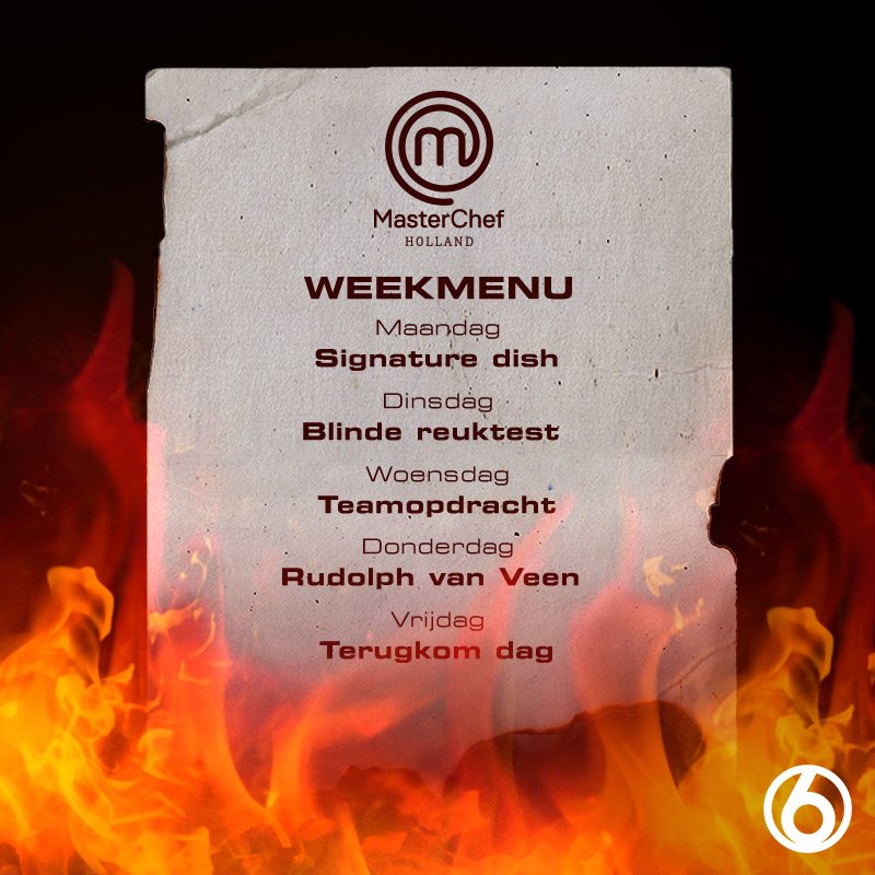 Drukke week v de #masterchef kandidaten. O.a. reuktest,  teamopdracht &amp; masterclass van Rudolph van Veen. #weekmenu