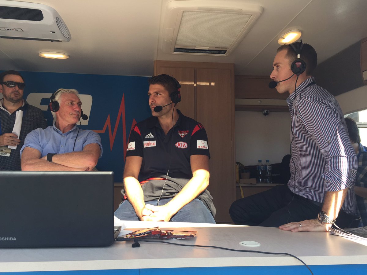 AFLNation's tweet photo. NOW | @mark_jamar40 joins us live. Listen here: 
https://t.co/4XEublQEVO @EssendonFC #AFLPiesDons https://t.co/xdoOyurh8p