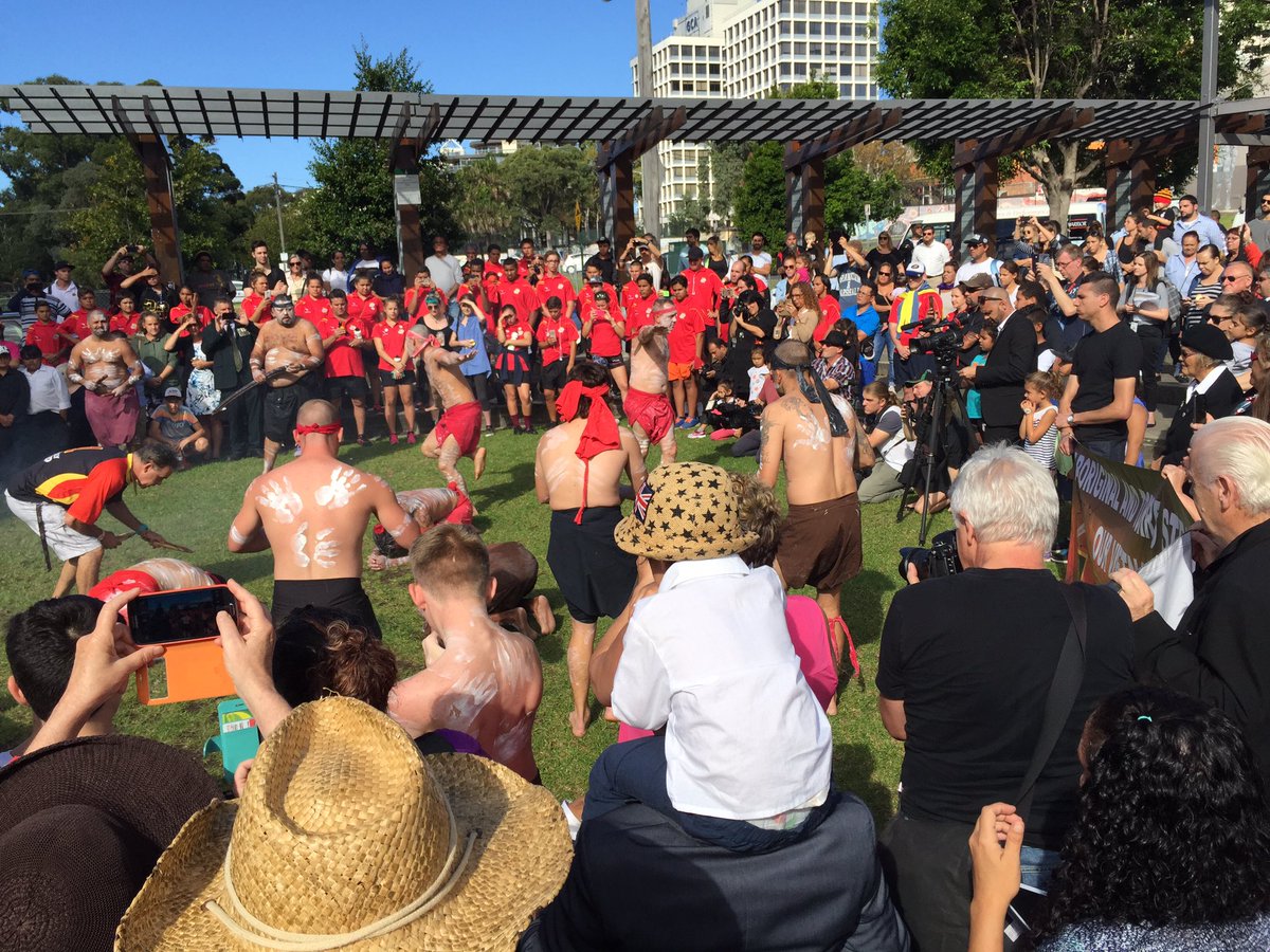 RossJoyce_CEO's tweet photo. Tribal Warrior dancers perform for the ANZAC day crowd! #annecto #blackdiggers https://t.co/LHc4DAek3A