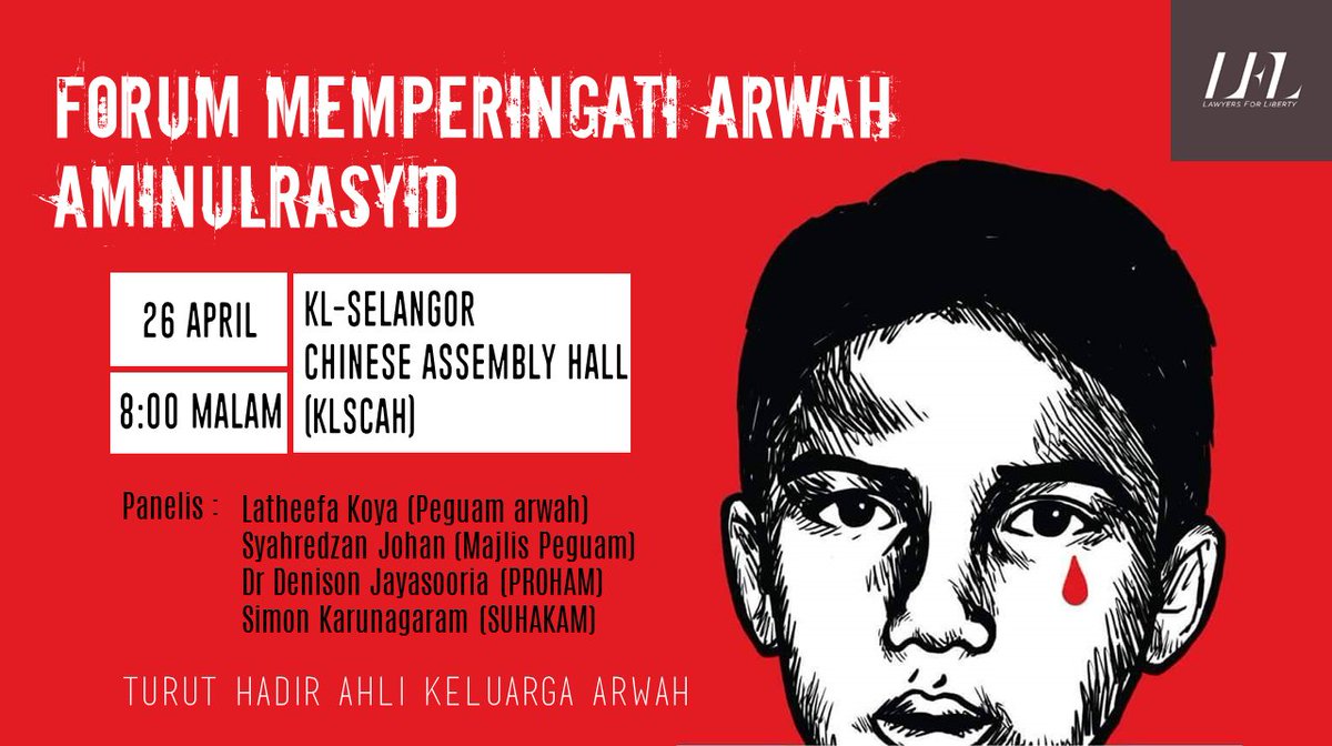 R_Bangsar_Utama's tweet photo. siaran langsung forum memperingati Aminulrasyid. 8 Malam. 26 April 2016. berani langgar laporan jelas. https://t.co/CGPJVdfhaR