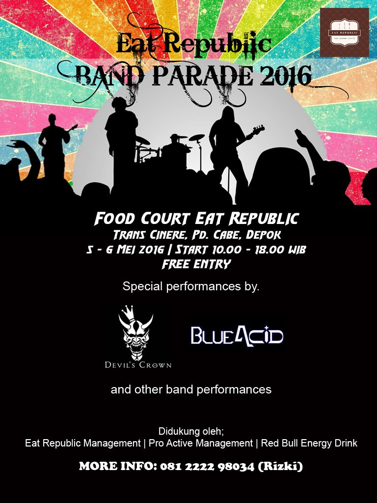 Yuk kumpul &amp; nyanyi brg di <a href="/EatRepublicID/">Eat Republic</a> ada <a href="/DevilsCrown666/">Devil's Crown</a> <a href="/BlueAcidBand/">Blue Acid</a> dll. HTM Free | <a href="/Cielers_ID/">L'Arc~en~Ciel Indonesia</a> <a href="/JKT_EVENT/">JAKARTA EVENT</a>