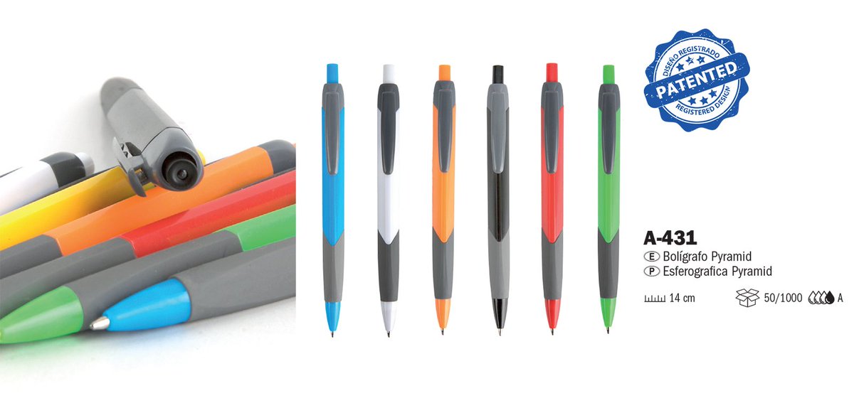 A-431 Bolígrafo Pyramid cifra.es/index.php?rout… Medida 14 cm. Escritura Azul