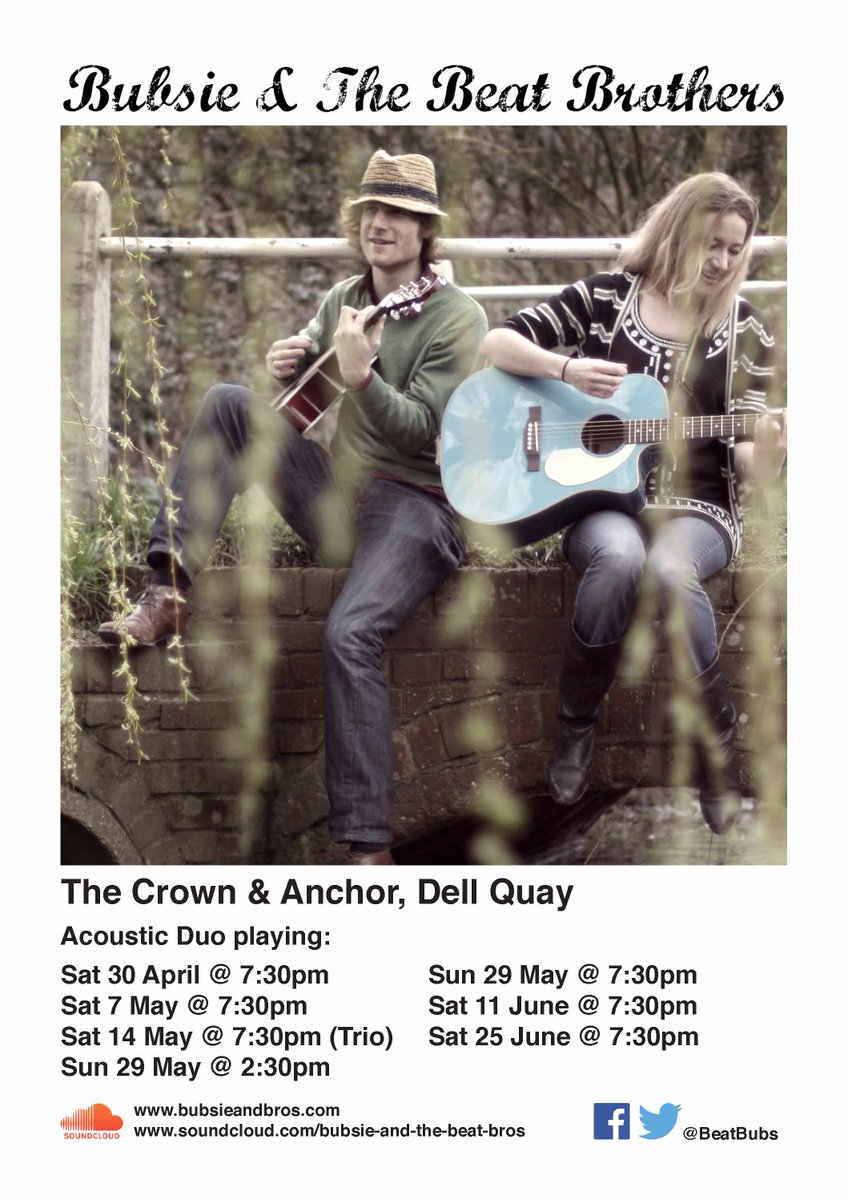 Just designed my first band poster for <a href="/BeatBubs/">Bubs & the Beat Bros</a> who are playing <a href="/CrownDellQuay/">Crown & Anchor</a>. Do you need a poster designed?