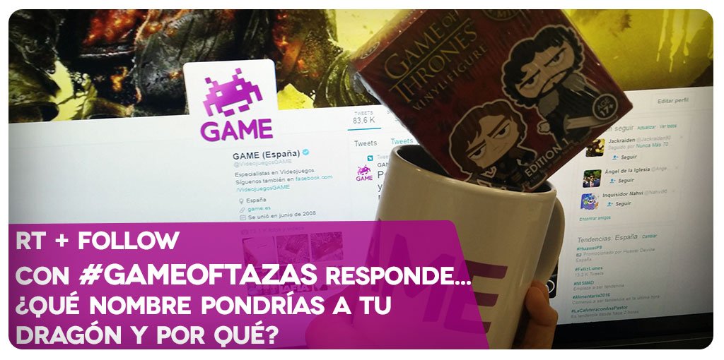 VideojuegosGAME's tweet photo. ¡Sorteo express!
RT + Follow + #GAMEofTAZAS y gana una figura de #JuegoDeTronos + Taza GAME
https://t.co/bVvFLFfFKH https://t.co/z47JYx2BLV
