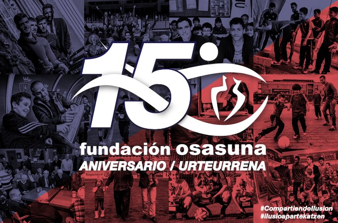 Hoy estamos de aniversario en <a href="/fundosasuna/">Fundación Osasuna</a>. La entidad rojilla cumple 15 años. ¡Felicidades! Zorionak!