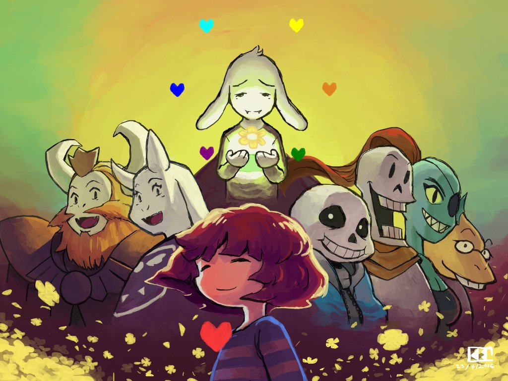 Finished the True Pacifist route. Sweet ending, figured I do a fanart :). # undertale #true_pacifist, image size:1024x769