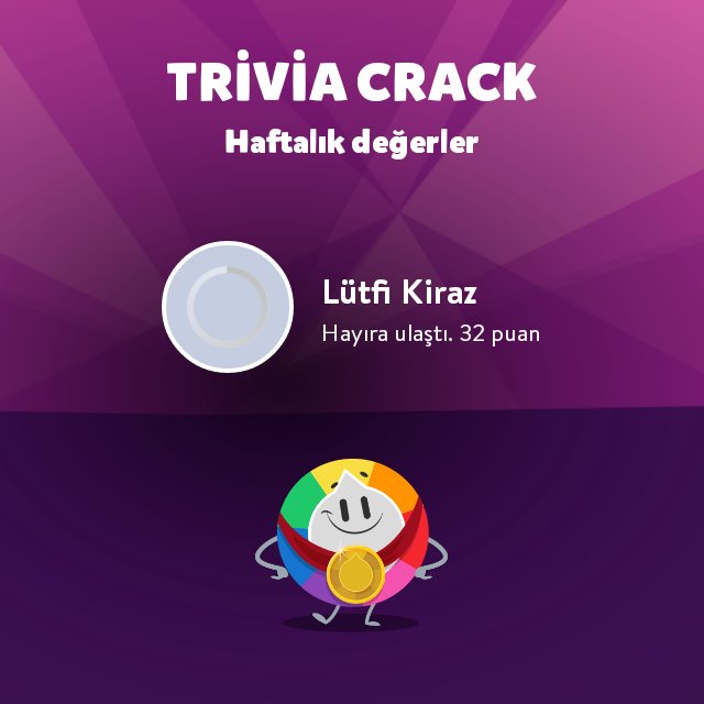Hayıra ulaştım. 32 haftalık sıralama puanı! - triviacrack.com/tr/landing