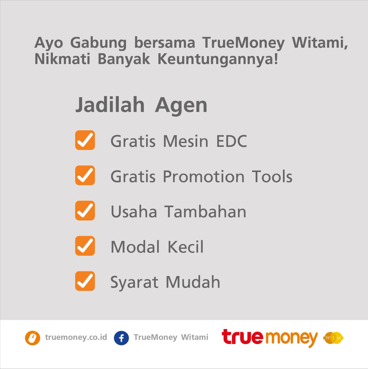 Kesempatan berwirausaha bersama @truemoney_id jadilah agen dengan banyak peluang saat ini dan masa depan.