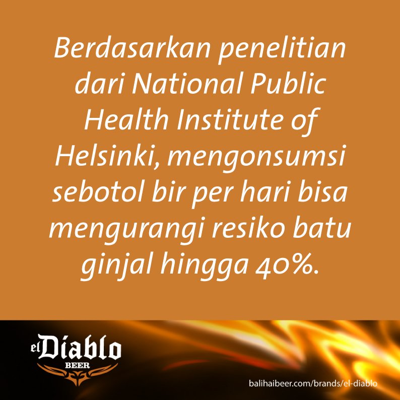 El Diablo Beer dapat menurunkan resiko batu ginjal loh! Apakah lo tahu fakta itu, guys?