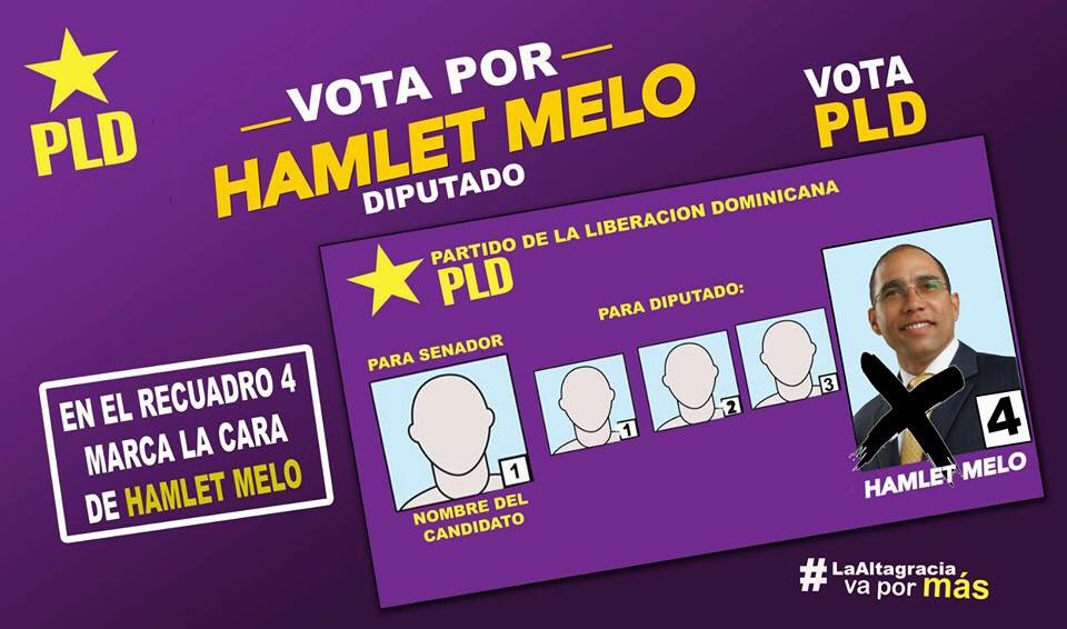 HamletMeloSigue's tweet photo. Boleta C, Casilla 2, recuadro 4. Así se vota.#EleccionesRD2016 #HamletSigue #VamosPorMas @Hamletamadomelo https://t.co/s70pyAprMs