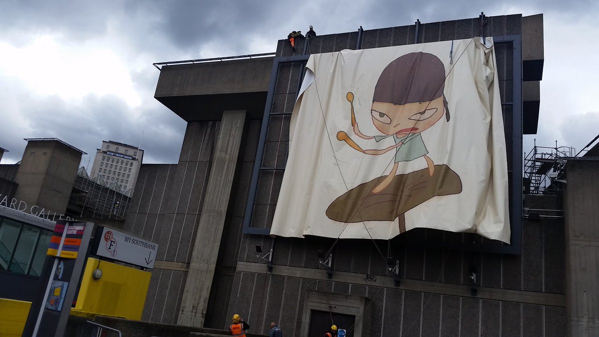 Yoshitomo Nara's Marching on the Butterbur Leaf (2016) being installed outside <a href="/haywardgallery/">Hayward Gallery</a> today #yoshitomonara