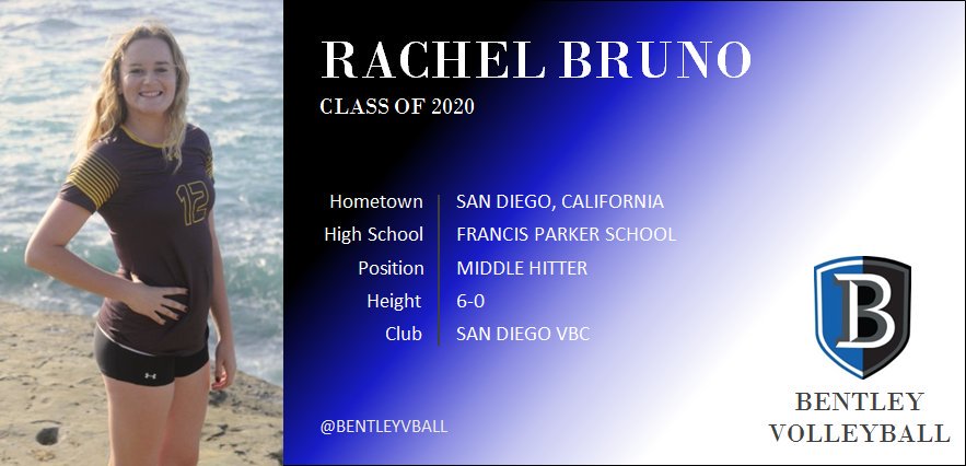 BentleyVball's tweet photo. We're happy to welcome Rachel Bruno (@rachel0bruno ) into our #BentleyVolleyball family. #bentleyu https://t.co/Qzerp3Yidk