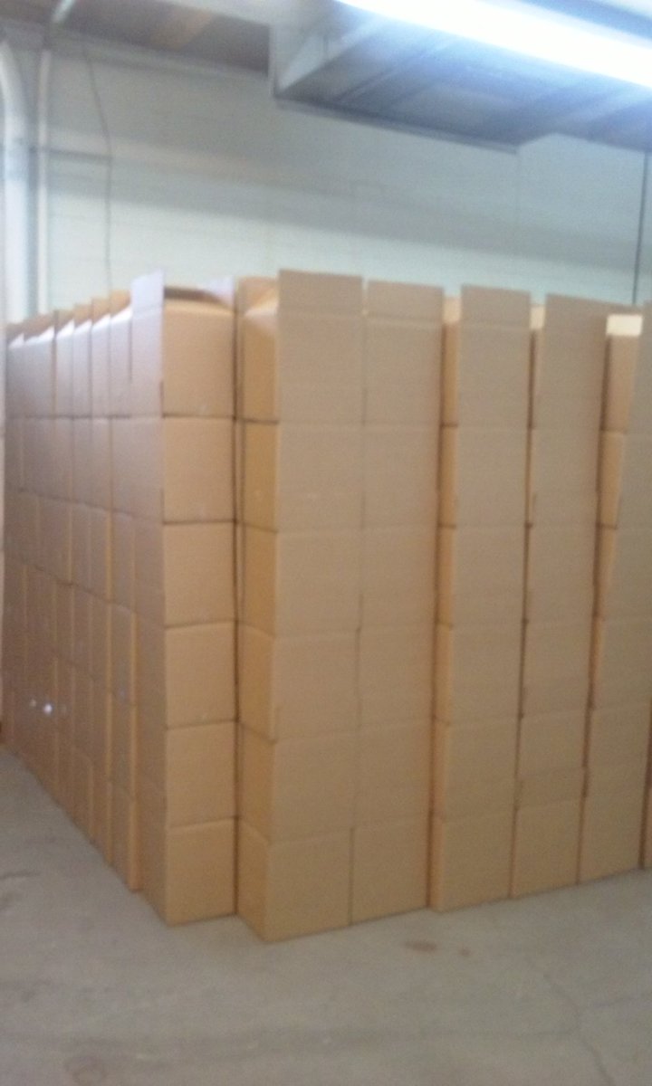 BestAZPrinter's tweet image. It's a fort. And this isn't all of them. You know it's a big #printing job when #bindery makes a wall of 300 boxes.