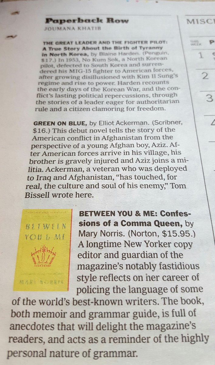 Mary Norris Nytimesbooks Gave A Sweet Spot To Between You Me In Paperback Row On Sunday April 24 That Yellow Cover Rocks