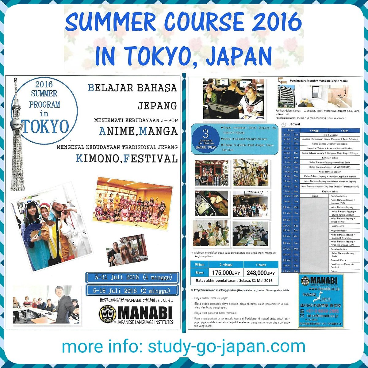 JFC_japanfuture's tweet photo. #summercourse 2016 di #tokyo #Japan pendaftaran telah dibuka.. more info? Silahkan hubungi JFC ^^ https://t.co/6w5Azr4ZWJ
