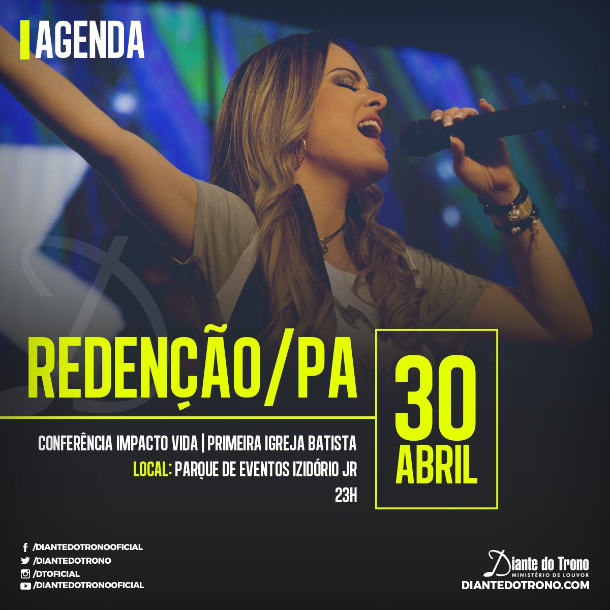 diantedotrono's tweet photo. Sábado será em Redenção/PA! Venha e traga alguém que não conhece a Jesus! #redencaopa #agendadt #diantedotrono https://t.co/Dd0C5BsQW1