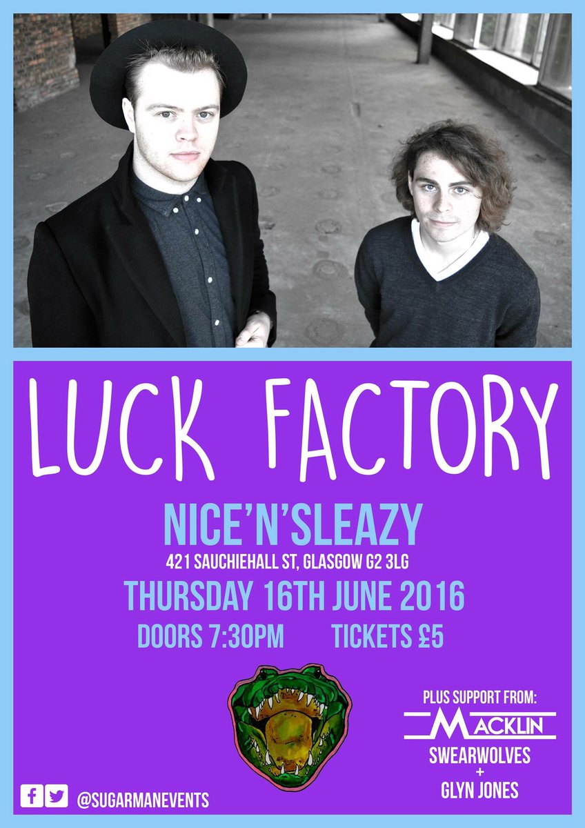 luckfactoryband's tweet image. Very much looking forward to playing this one @nice_n_sleazy's. Shoutout to @SugarManEvents for putting us on! ❤️😎