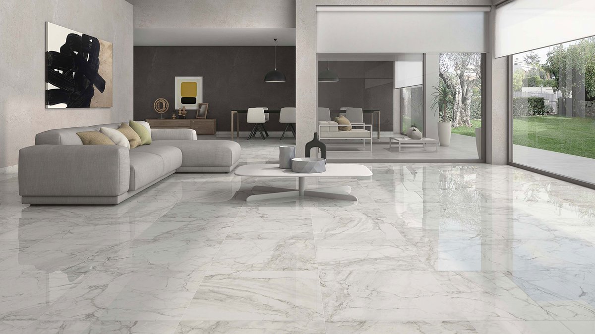 armatile's tweet image. Give your home a breath of fresh air with these 75cmx75cm Carrara Marble effect tiles #classicstyle #lovetiles