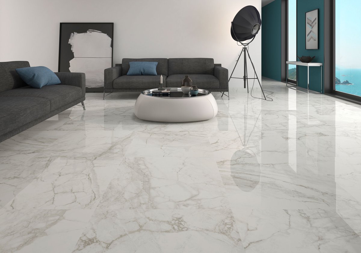 armatile's tweet image. Give your home a breath of fresh air with these 75cmx75cm Carrara Marble effect tiles #classicstyle #lovetiles