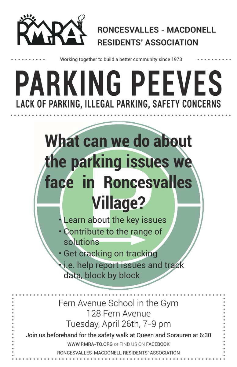 RMRA_TO's tweet photo. Concerned about parking issues in the Roncesvalles neighbourhood? https://t.co/64Pishbooa