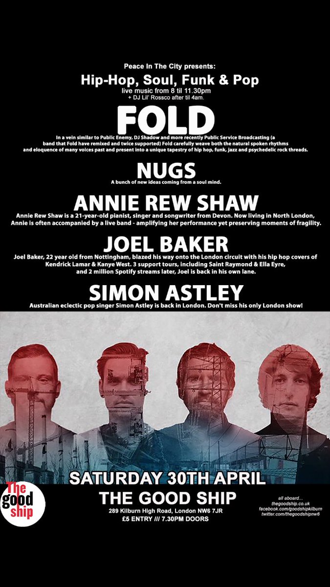 Annie Rew Shaw (@annierewshaw) on Twitter photo Planning your #bankholiday weekend? If you're in London, come along to <a href="/thegoodshipNW6/">The Good Ship</a> for a great night of music! Planning your #bankholiday weekend? If you're in London, come along to <a href="/thegoodshipNW6/">The Good Ship</a> for a great night of music!