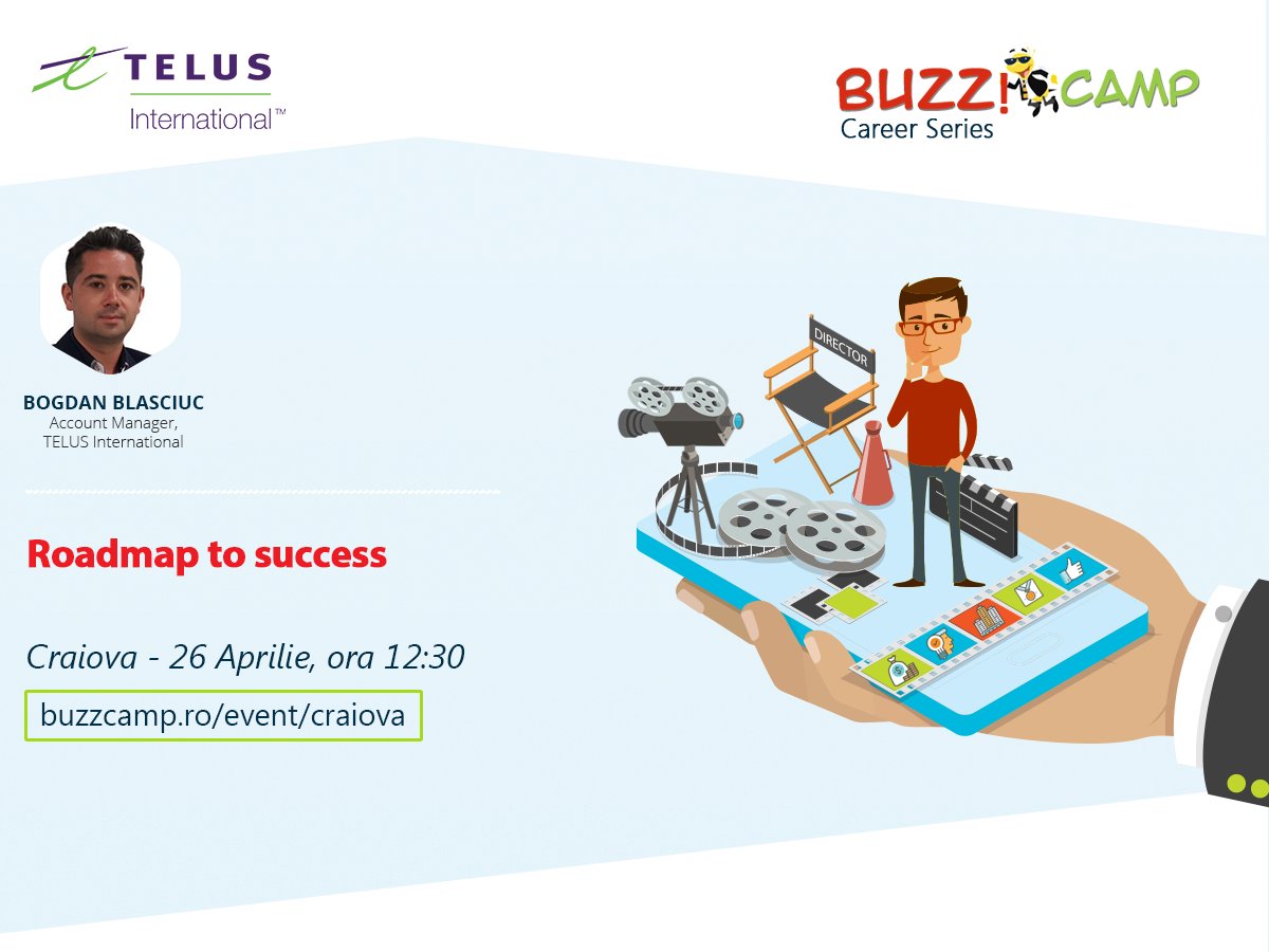 Echipa <a href="/TELUS/">TELUS</a> vine la BuzzCamp să te inspire! Înscrie-te acum! buzzcamp.ro/event/craiova/…
