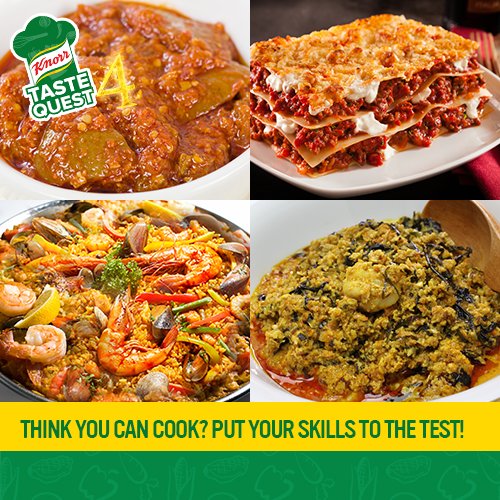 KnorrNigeria's tweet photo. Ofada? Egusi? Lasagne? Paella? Show us your skills. Enter for #KnorrTasteQuest Here's how: https://t.co/FrvhCEv0uS https://t.co/vogLtSvyJV