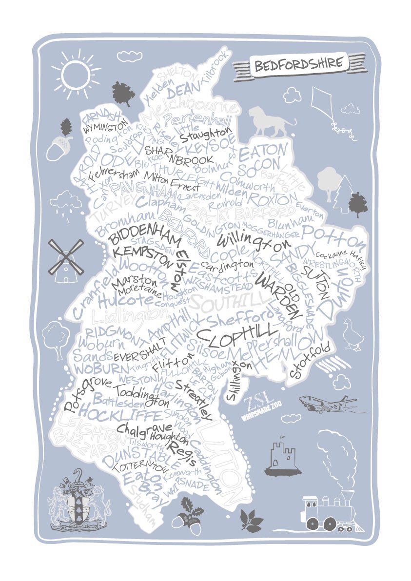 tabithamary.co.uk/product/bedfor… Show some 💛 for my #Bedfordshire County Map print: back by popular demand! #Bedford