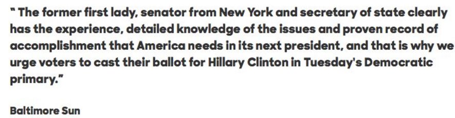 #Baltimore Sun of #Maryland endorses #HillaryClinton for President!!
#ImWithHer
#FeelTheMath
#MDPrimary #MDStrength