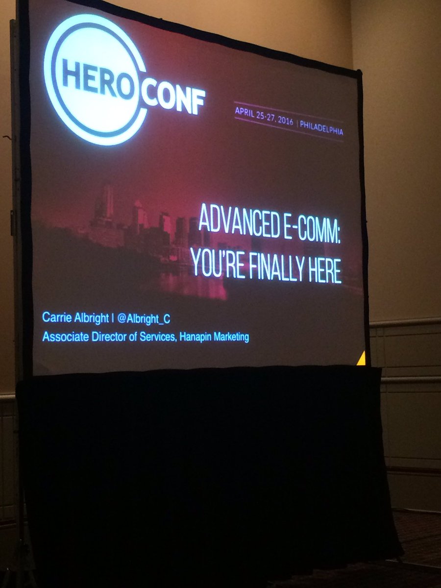 Right up my alley!  Let's get some advanced e-comm insight! #HeroConf <a href="/Albright_C/">Carrie Albright</a>