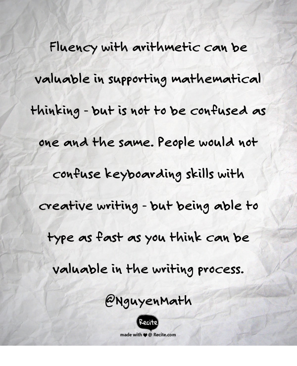 Some thoughts on the role of fluency in supporting math thinking! #WSDmath