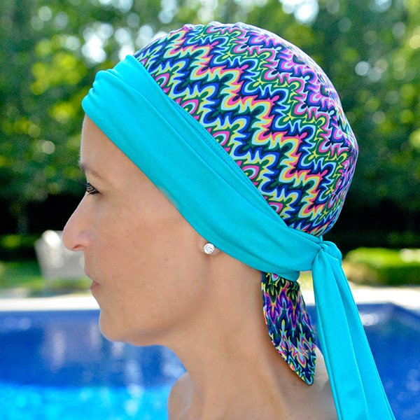 SurvivorRoom's tweet photo. New Bandiva Swim Caps! 8 designs &amp; endless ways to tie this fashionable cap! #FreeShipping 
https://t.co/3hrWJln7AA https://t.co/GklnRzDvzq