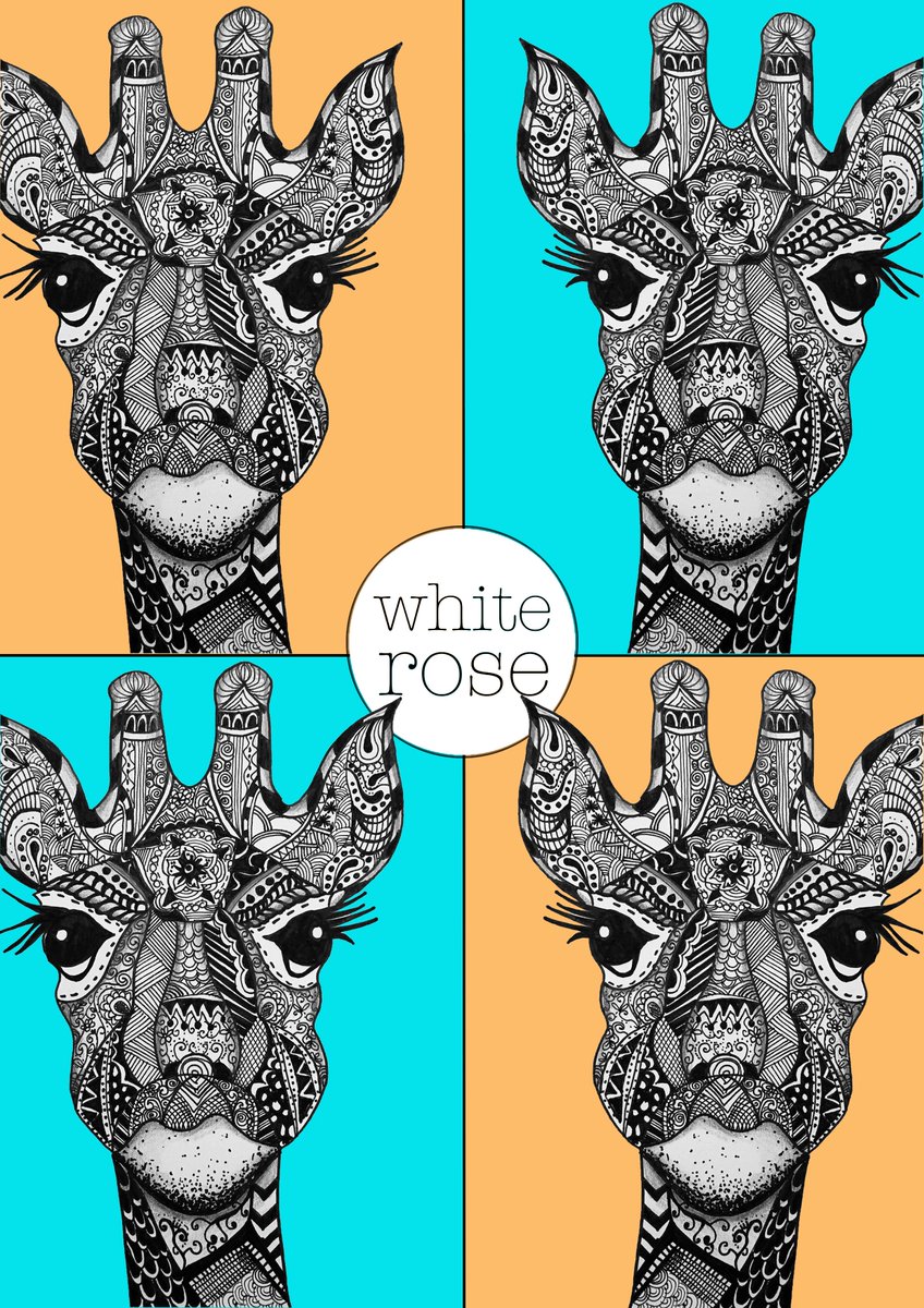 nzwhiterose's tweet photo. Playing around with a giraffe pop art print - what do you reckon? #GiraffeLovers #popart #handprint https://t.co/hSjhdYvjtn
