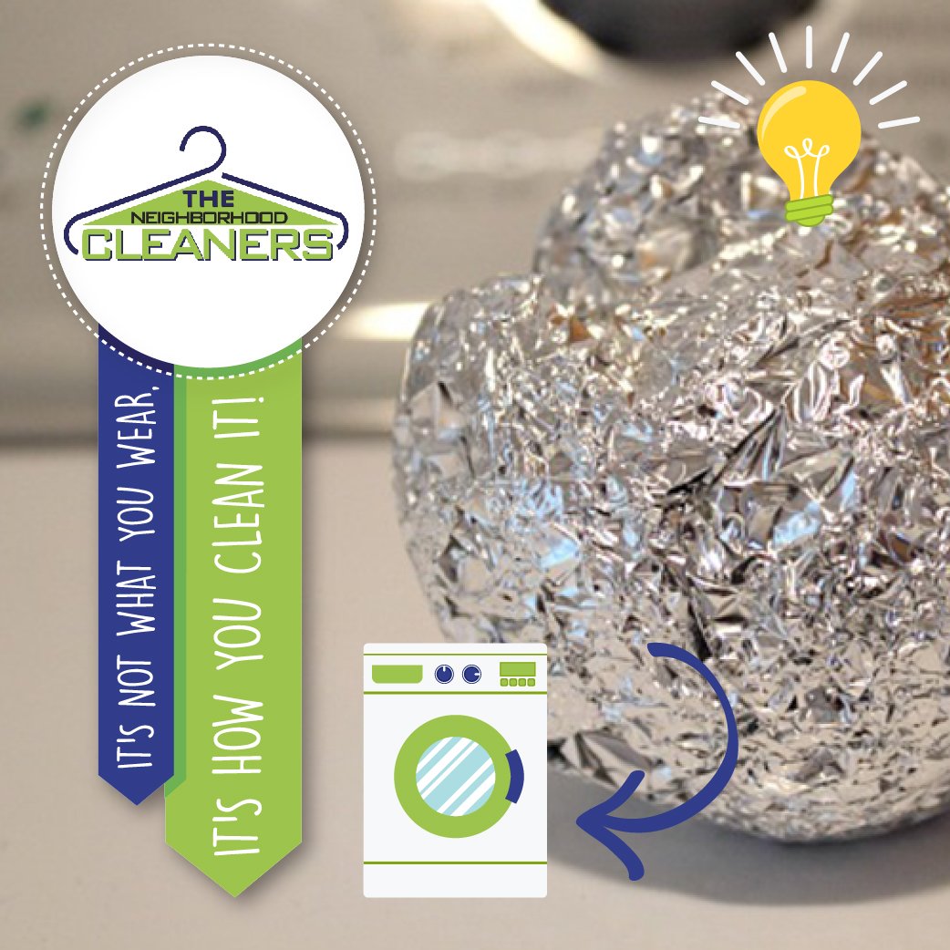 TheNBHcleaners's tweet photo. Para combatir la estática, simplemente haz una bolita de aluminio y tírala en la secadora. #LaundryTips https://t.co/9nHHK3rmg3