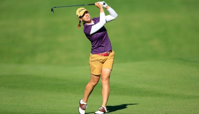 Karine Icher sporting a pink Skimp belt at the Swing Skirts #LPGA Classic over the weekend! #golf #belts #skimp