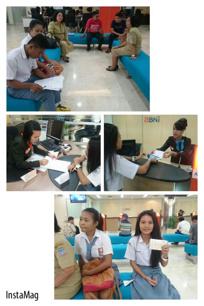 Siswa dari SMAN 3 MANADO sedang mencairkan dana pip di Bank BNI kota Manado.