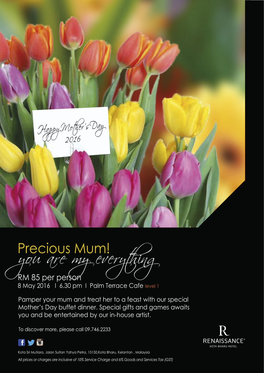 TheGrandRenai's tweet photo. Happy Mother Day's

Make more precious at Renaissance Kota Bharu Hotel.

#Renkb #renhotels https://t.co/e6psLNCc27