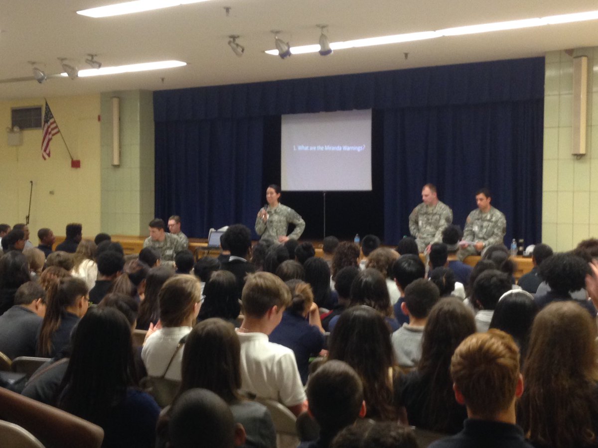marley_us's tweet photo. Fort Meade's JAG office presented at MacArthur Middle again this year!  Theme: Miranda Rights! https://t.co/pUvIkJgJ5y